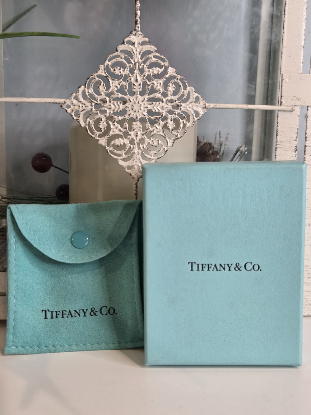 Tiffany & Co. Robin's Egg Blue Box with Matching Suede Pouch
